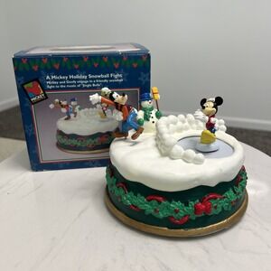 Mr Christmas Mickey Mouse A Mickey Holiday Snowball Fight Music Box Goofy Disney
